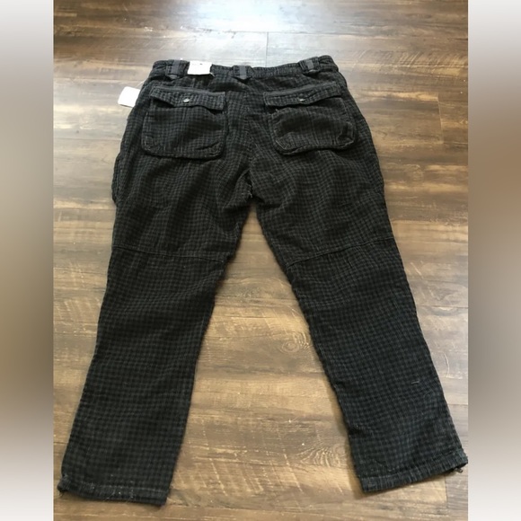 Free People London Calling Slouchy Cord Jeans Plaid Print Black ZipperHemPockets - Picture 5 of 6